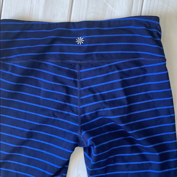 Athleta Blue & navy striped athletic leggings. - Picture 6 of 7